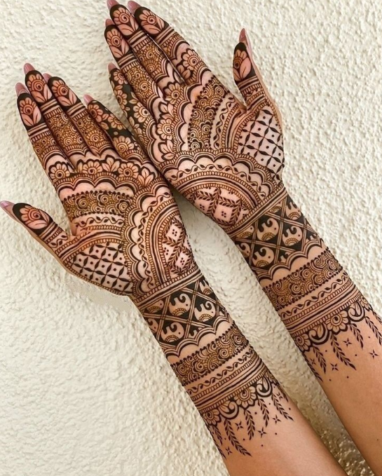 front full hand mehndi design
