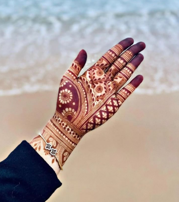 front full hand mehndi design