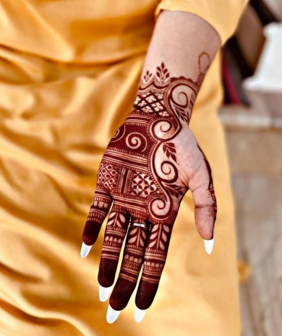 front full hand mehndi design