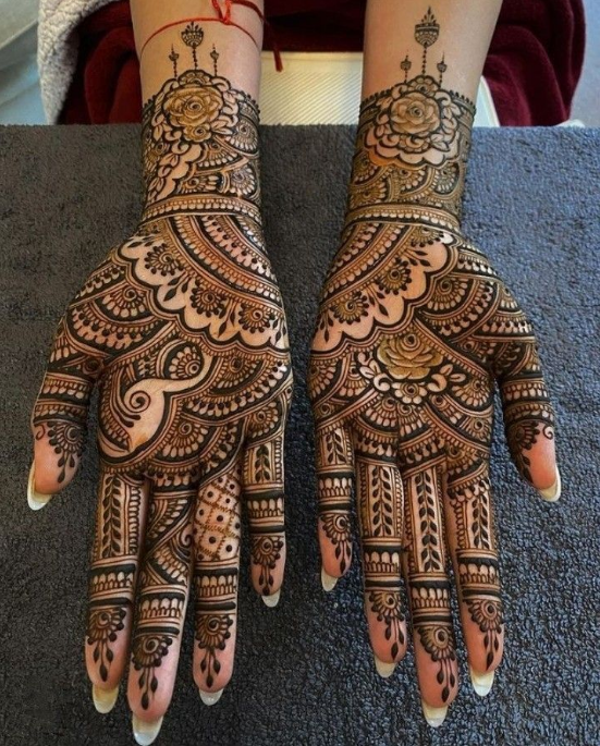 front full hand mehndi design