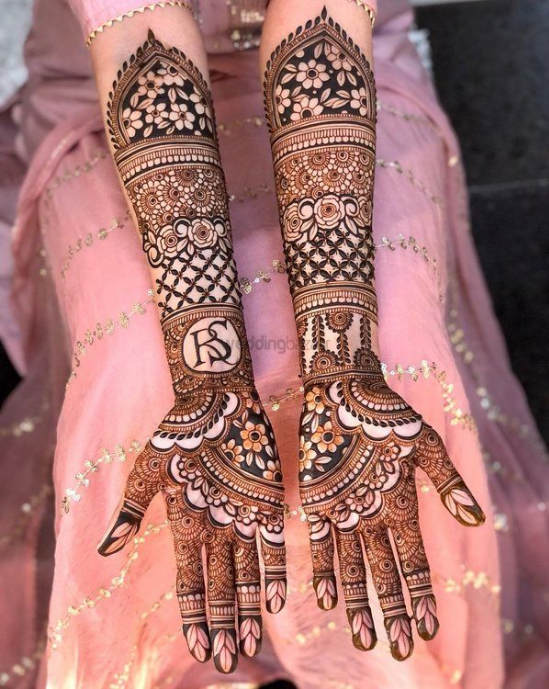 front full hand mehndi design