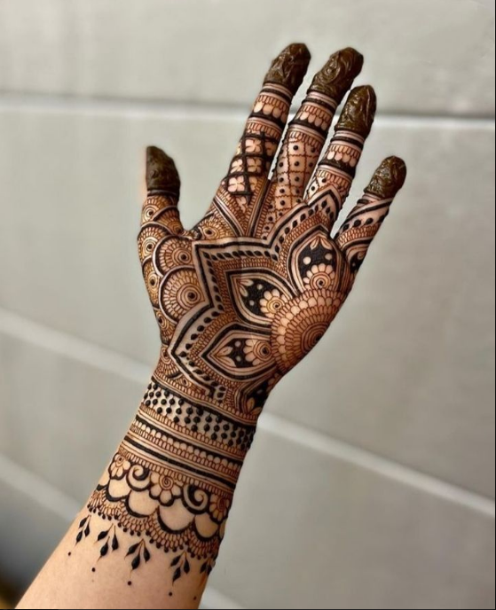 front full hand mehndi design
