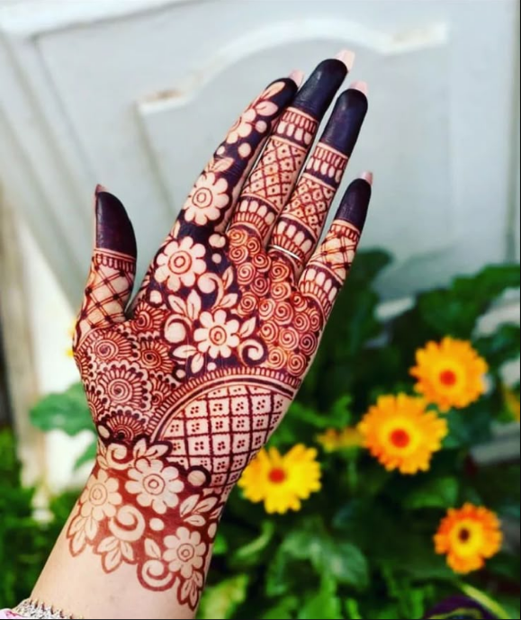 front full hand mehndi design