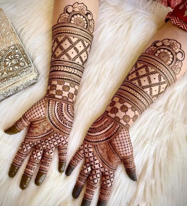 front full hand mehndi design