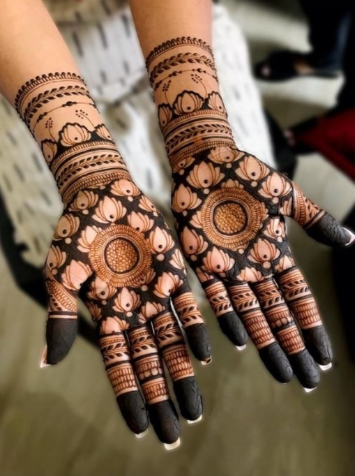 front full hand mehndi design