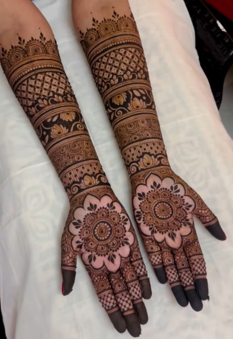 front full hand mehndi design