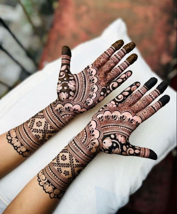 front full hand mehndi design
