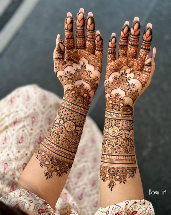 front full hand mehndi design