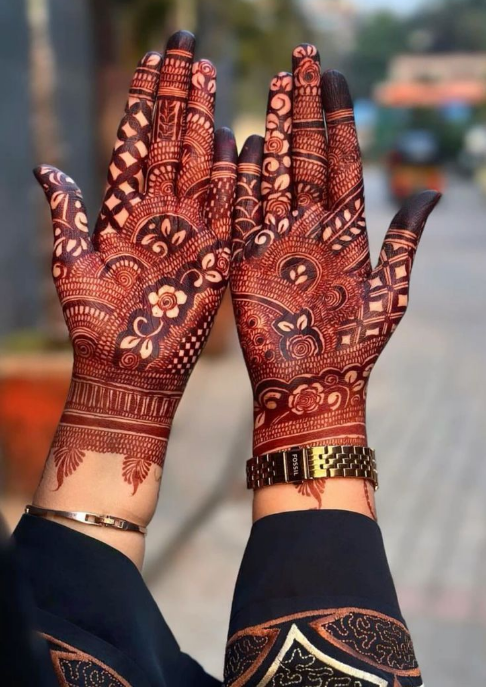 front full hand mehndi design